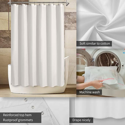 ALYVIA SPRING 72x66 Short Waterproof Fabric Shower Curtain or Liner White | 2 Magnets, Soft Cloth & Hotel Quality, Machine Washable, Light-Weight, Short Size