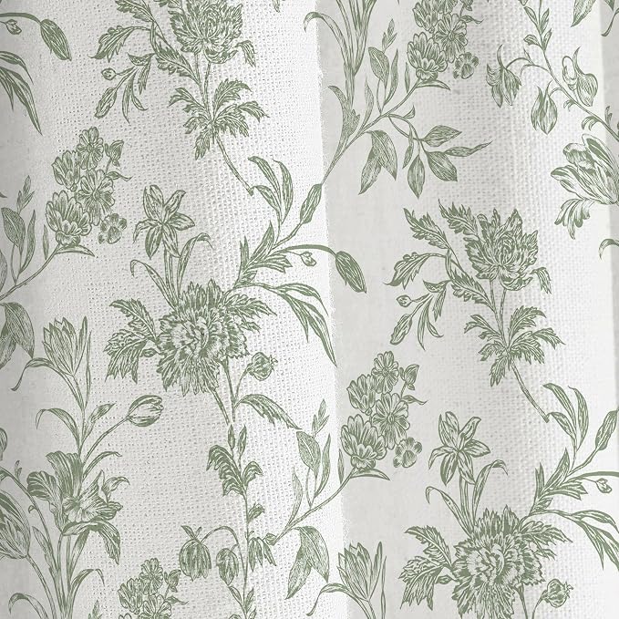 WOUVMA Sage Green Shower Curtain Floral Cotton Cottagecore Shower Curtain for Bathroom 72" W x 72" L