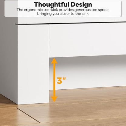 LIKIMIO 36" Bathroom Vanity with Sink, 1 Soft-Close Drawer & 2 Doors, White | Freestanding Bathroom Vanity, Integrated Ceramic Sink, Modern Bathroom Storage Cabinet, Easy Assembly