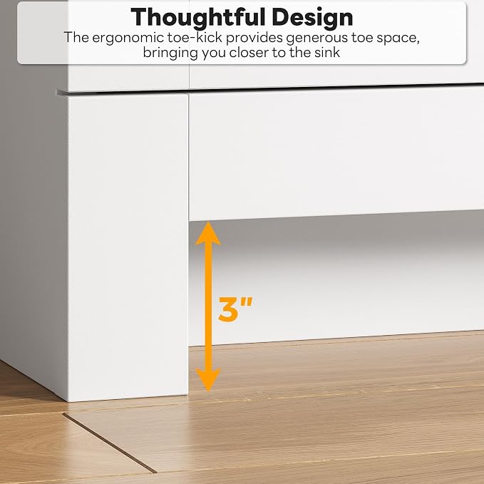 LIKIMIO 30" Bathroom Vanity with Sink, 2 Soft-Close Doors, White | Freestanding Bathroom Vanity, Integrated Ceramic Sink, Modern Bathroom Storage Cabinet for Small Bathroom, Easy Assembly