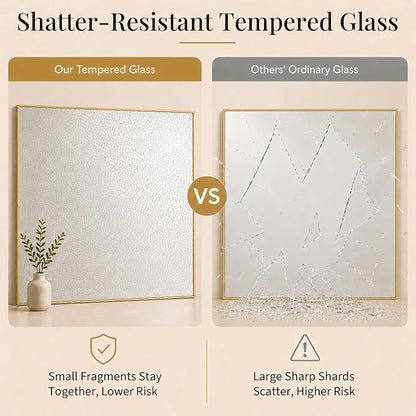 36"x36" Brushed Gold Framed Square Bathroom Vanity Wall Mirror | Accent Wall Mirror, Square Geometric Look, Slim Metal Frame, Living Room or Entryway, Keyhole Mount, Tempered Glass