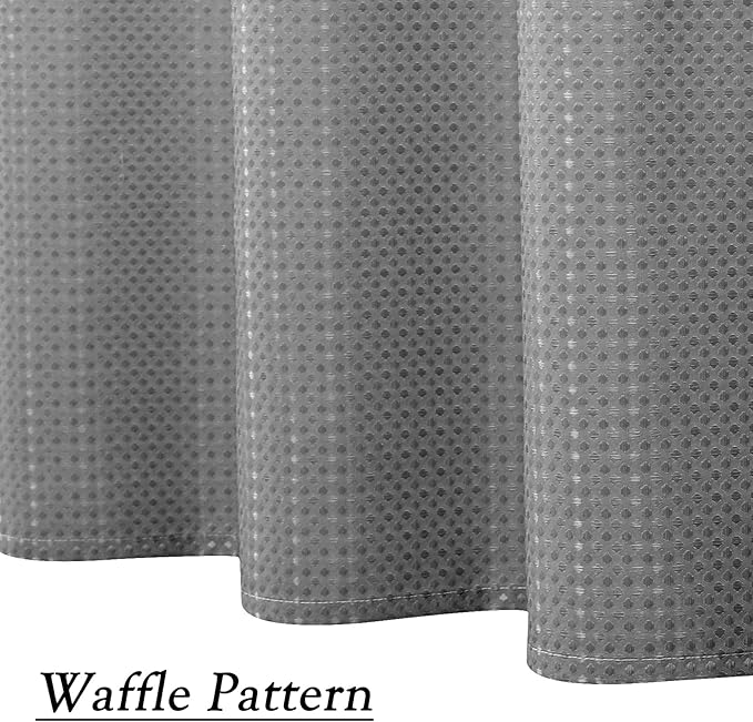 WEST LAKE Waffle Weave Grey Shower Curtain Ombre Water Resistant Hotel Spa Bathroom Decorative Shower Curtain with Grommet No Hook Machine Washable,Gradient White to Grey 70" Wx72 L