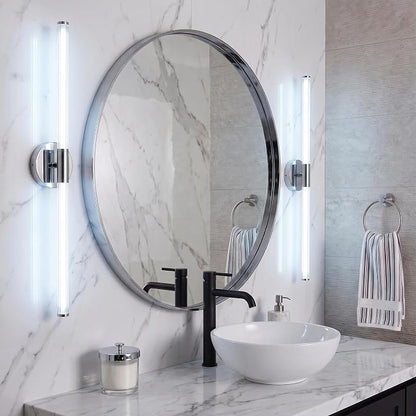 URSOLA 40" Modern LED Bathroom Light Fixtures, Chrome 3CCT Dimmable Bathroom Vanity Light Over Mirror, Bathroom Vanity Bath Bar Lights with 360° Removable Acrylic Light Tube