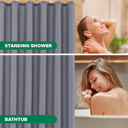 Fabric Shower Curtain Liner 72x72 Inch-Dark Grey Standard Shower Liners | Hotel Quality Water Resistant Shower Liners for Bathroom-Machine Washable Cloth Polyester Bath Curtain-Rental Apartment Home