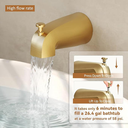 Tub Shower Faucet, Gold Shower Faucet Set with 10" Shower Head | All-Metal Bathroom Rainfall Showerhead and Bathtub Spout, Single-Handle Wall Mounted Tub Shower-Trim Kit Included Valve