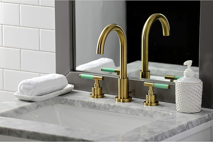 Fauceture FSC8923CKL Kaiser Widespread Bathroom Faucet with Pop-Up Drain, Brushed Brass