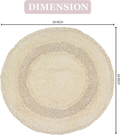 Home Weavers Radiant Collection 100% Cotton Bathroom Rugs Set, Bathroom Décor, Washable Rug, Extra Soft and Absorbent Bath Rug, Kitchen Mat, Bath Mat Set, Bath Floor Mat Non Slip, 30" Round, Ivory