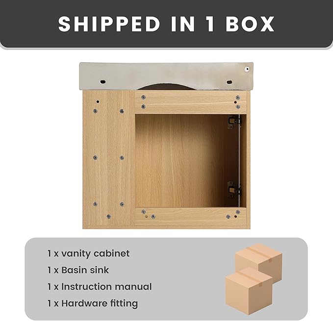 24 Inch Floating Vanity,24" Bathroom Vanity with Sink Combo,Modern Single Sink Bathroom Vanity Combo,Oak Wall Mounted Cabinet Set