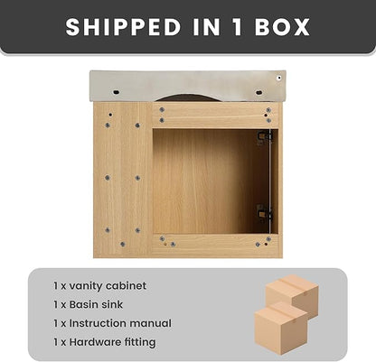24 Inch Floating Vanity,24" Bathroom Vanity with Sink Combo,Modern Single Sink Bathroom Vanity Combo,Oak Wall Mounted Cabinet Set
