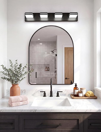 VOLISUN 4 Light Bathroom Vanity Light, 27.16 inch Dimmable Bathroom Light Fixtures Over Mirror, 5 Color Temperatures, 180°Rotatable Head, Black LED Vanity Lights for Bathrooms-ETL Certificated