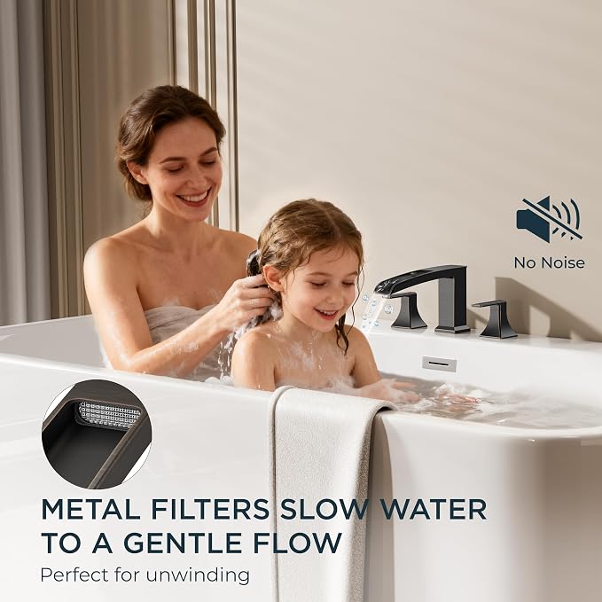 FORIOUS Roman Bathtub Faucet 3 Hole Deck Mount with 2 Handle Bronze | Tub Faucet for 3-Hole Set, 6-12" Centered Distance, Widespread Garden Bath Tub, Waterfall Spout, High Flow, Brass
