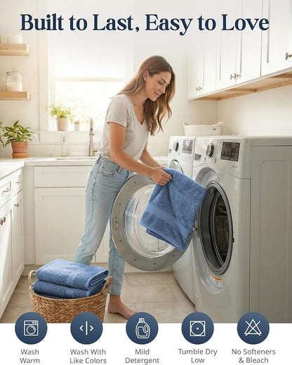 LANE LINEN Towel Set for Bathroom Soft Absorbent Quick Dry - Allure | Cotton Towels For Bathroom - Coordinated Colors, OEKO-TEX Certified, Ring-Spun Durability