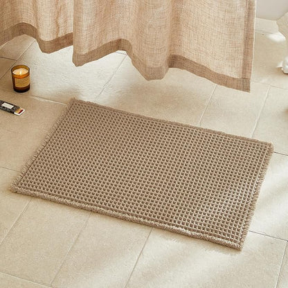 TYUU Waffle Bath Mat, Boho Bathroom Rugs Non Slip Washable Super Absorbent Quick Dry Farmhouse Bathroom Decor, 30"x20" Khaki | Super Absorbent Quick Dry Bath Rug, Non-Slip Backing, Soft Waffle Boho Farmhouse Bathroom Mats, Tub, Shower & Home Decor