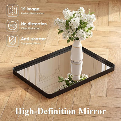 NEWBULIG 22"x30" Wall Mirror, Bathroom Mirrors for Over Sink, Black | Matte Metal Framed Vanity Mirror with Tempered Glass, Entryway, Living Room, Bedroom