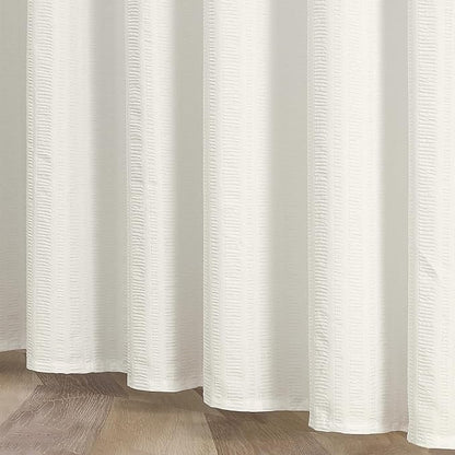 Aiyufeng Extra Long Cream Shower Curtain 72 x 84 inches Long, 3D Embossed Textured Fabric Shower Curtain for Bathroom, Water Repellent, Machine Washable