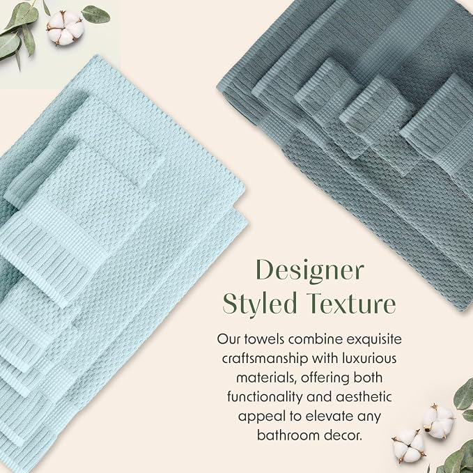 4 Pack 100% Cotton Bath Towels | Green Towels | Oeko‑TEX Standard 100 | Soft & Absorbent, Quick‑Dry | Trinity Collection - Stormy Sea