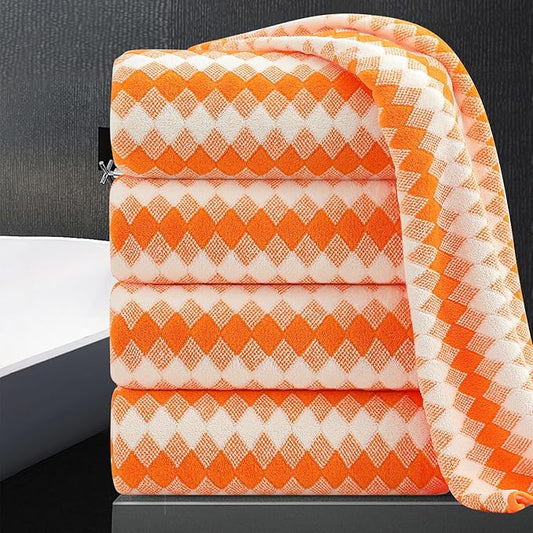 4 Piece Extra Large Bath Towel Set Oversized Bath Sheet 35"x70" Bathroom Towel Set Soft Highly Absorbent & Quick Dry Premium Bath Towel for Bathroom 600GSM Shower Towel Spa Gym Hotel,Orange