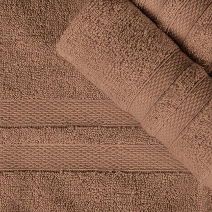 Superior Ultra-Soft Cotton Bath Towel Set, Quick-Dry, Absorbent, Shower, Spa Basics, Large Towels, Bathroom Sets, Bath Essentials, Solid, Double Line Dobby Border, 2 Pack, Set of 2, Chocolate Brown