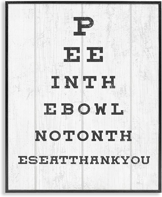 Humor Bathroom Eye Chart, 16 x 20 Inch Framed Giclée Print | Stupell Industries · By Lil' Rue · Ready to hang · Easy gift for bath or laundry · Made in USA