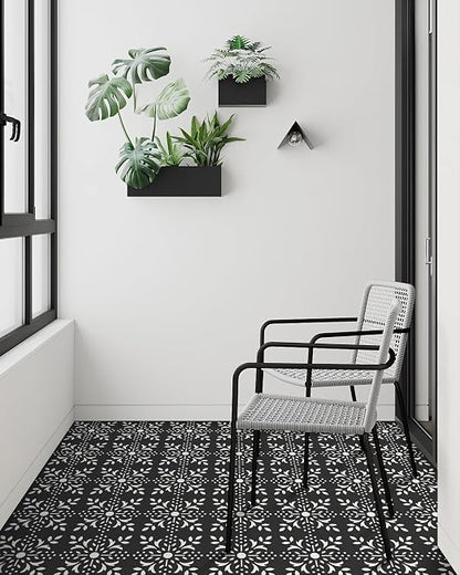 MORCART 40 Pcs Peel and Stick Floor Tile, 7.87"x 7.87" Vinyl Flooring Waterproof, DIY Flooring for Bathroom, Kitchen, Fireplace, Stairs, Bedrooms, Wall, Pantry Room
