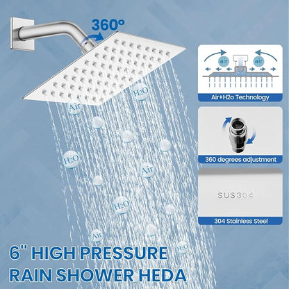 Airuida Shower Faucet Set,6 Inch Shower Valve Kit,Chrome Polish | Male Threads,Rough-in Valve Shower Trim Kit,Single Handle Control Shower Set