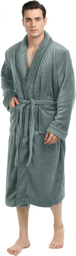 NY Threads Luxury Ultra Soft Mens Robe Plush Fleece Long Bathrobe