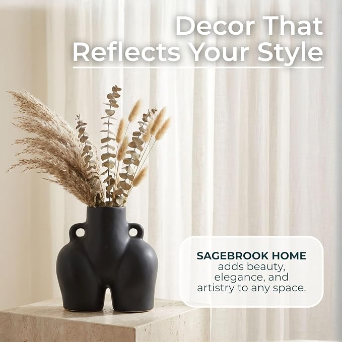 Decorative Half Body Ceramic Vase for Living Room Decor and Home Accents - Perfect for House and Table Decor Displays - Modern Flower Vase for Room, Bedroom, or Office Decor - 8", Black