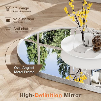 16"x20" Brushed Nickel Oval Bathroom Mirror for Over Sink, Vanity Mirror | Aluminum Alloy Frame, Clear Reflection, Rust-Resistant, Vertical or Horizontal, Wall Mount, Bedroom and Entryway