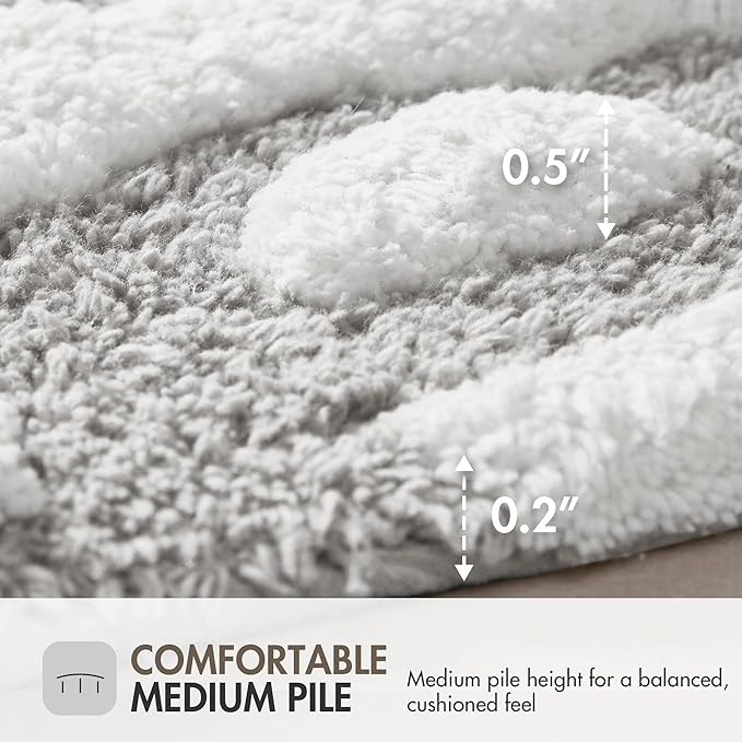 Madison Park Casablanca 100% Cotton Tufted Bathroom Rugs Luxurious Plush Medallion Floral Pattern Bath Mat Absorbent, Quick Dry, Spa Design Shower Room Décor, Rectangle 20" x 30", Grey