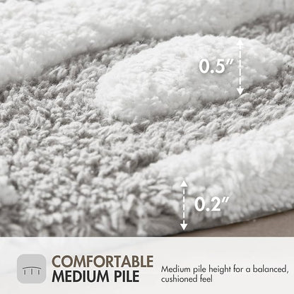 Madison Park Casablanca 100% Cotton Tufted Bathroom Rugs Luxurious Plush Medallion Floral Pattern Bath Mat Absorbent, Quick Dry, Spa Design Shower Room Décor, Rectangle 25" R, Grey
