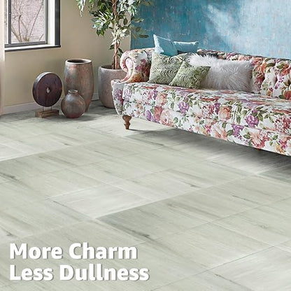Art3d 30-Pack Peel and Stick Vinyl Floor Tiles, 12" x 12", White-Washed Oak | Premium Vinyl, Self-Adhesive, Waterproof, Wood Grain, Fade-Resistant, Scratch-Proof, Ideal for Kitchen, Dining Room, Bedrooms