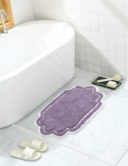 Home Weavers Allure Collection 100% Cotton Tufted Bathroom Rug, Soft and Absorbent Bath Rugs, Non-Slip Bath Carpet, Machine Wash Dry Bath Mats for Bathroom Floor, 17"x24" Bath Rug, Purple