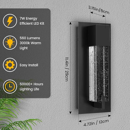 WOSHITU LED Wall Sconce Light: 11 Inch Black Modern Sconces Wall Lighting 3000K Dimmable Crystal Wall Lamps Indoor Bathroom Sconce Wall Mount Light Fixtures for Living Room/Bedroom/Hallway