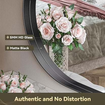Brightify 60x30 Inch Black Oval Mirror for Bathroom, Oversized Large Full Length Mirror, Vanity Mirrors Metal Frame, Wall Mounted Mirror for Entry Wall Decorative Hang Vertical and Horizontal