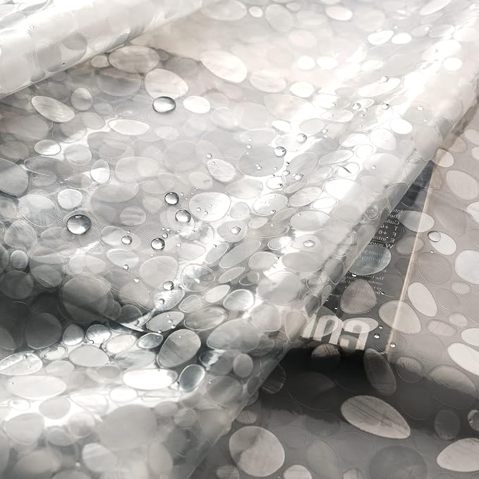 AooHome 36x72 Inch Stall Size Shower Curtain Liner, EVA Shower Curtain 3D Pebble Pattern with 3 Bottom Magnets, Heavy Duty, Water Repellent, Semi Transparent