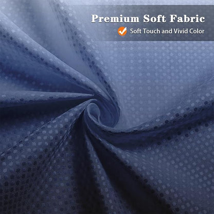 Shower Curtain Set, for Bathroom Decor 72" x 72", Ombre Gradient | Modern Navy Blue Waffle Textured Cloth Waterproof Matching Window Shower Curtain 36 x 30 Inches