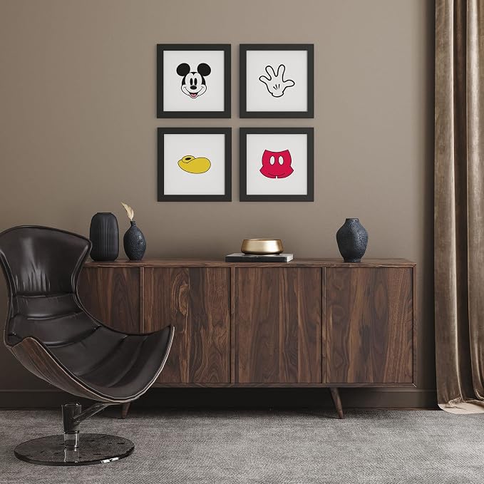 Trends International Gallery Pops Disney Mickey Mouse - Mickey Expressions - Peace Wall Art Wall Poster, 12" x 12", Black Framed Version