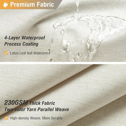 Linen Textured Waterproof Fabric Shower Curtain, 108x72, Light Cream | Heavy Duty Polyester Cloth, 18 Plastic Hooks, Quick-dry, Elegant Drape, Modern Hotel Style, Bathroom Decor, Machine Washable