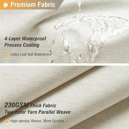 Linen Textured Waterproof Fabric Shower Curtain, 72x96, Light Cream | Heavy Duty Polyester Cloth, 12 Plastic Hooks, Quick-dry, Elegant Drape, Modern Hotel Style, Bathroom Decor, Machine Washable