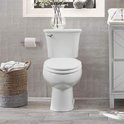 White Round Toilet Seat Natural Wood Toilet Seat with Zinc Alloy Hinges, Easy to Install also Easy to Clean, Scratch Resistant Toilet Seat by Angol Shiold (Round, White)