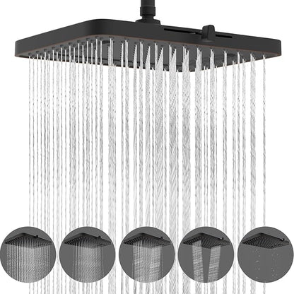 Hibbent cUPC Certified 5 Spray Modes Shower Head, 13'' High Pressure Large Rainfall Shower Head, High Flow Waterfall Bathroom Fixed Showerheads, Adjustable Swivel Ball Joint, Oil Rubbed Bronze