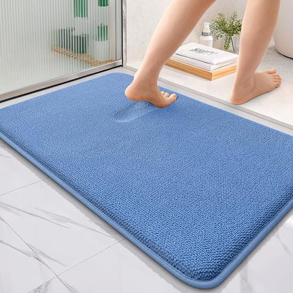 OLANLY Memory Foam Bathroom Rugs 36x24, Absorbent Bath Mat, Cornflower Blue | Soft Quick Dry Bath Rugs, Non-Slip, Machine Washable Carpet for Bathroom Floor, Tub and Shower, Home Decor Accessories