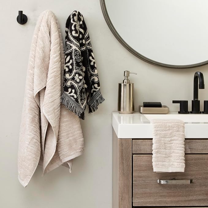 SKL Home CloudSoft/Amherst Medallion Bath Towel Set-6pc, Oatmeal/Black