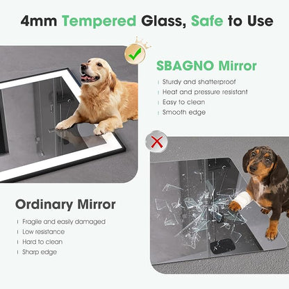 S·BAGNO 40" x 28" LED Bathroom Mirror with Black Frame, Led Mirror for Bathroom, Built in Bluetooth Speaker, Dimmable Brightness, Color Changing, Anti-Fog, Horizontally/Vertically
