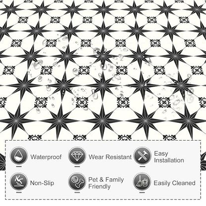 MORCART 40PCS 7.87" x 7.87" Peel and Stick Floor Tile, Black Stellar | Self-Adhesive DIY Vinyl Flooring, Removable and Waterproof Tile Sticker for Bathroom, Kitchen, Wall, Bedroom, Stairs