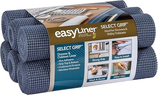 EasyLiner Select Grip Shelf Liner - Easy to Install & Cut to Fit - Non Slip, Non Adhesive, Drawer Shelf & Cabinet Liner for Kitchen, Bathroom, Pantry Cupboards - 20in. x 6ft. - Navy Blue - 6 Rolls