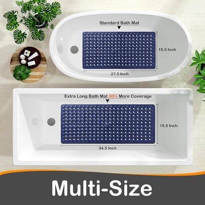 Yimobra Bathtub Mat Non Slip, 27.5"X15.5" Machine Washable Shower Floor Mat, Soft on Feet, Bathmat with Drain Holes and Suction Cups, Bathroom Essentials, Dark Blue