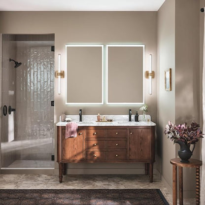 Kichler Laurene LED Bath Bar Light, Champagne Bronze | Linear vanity light with clear glass for bathroom mirrors (26.5" x 5"), 55238CPZLED