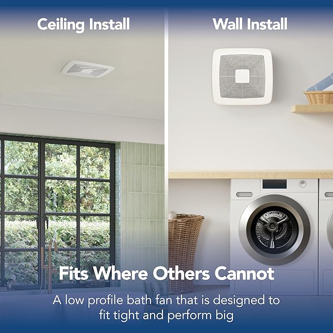 Broan-NuTone LP80 ENERGY STAR Certified LoProfile 4" Bath Ventilation Fan, 1.0 Sones, 80 CFM White Exhaust Fan