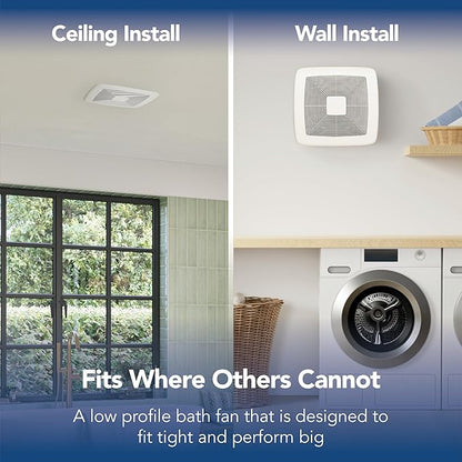 Broan-NuTone LP80 ENERGY STAR Certified LoProfile 4" Bath Ventilation Fan, 1.0 Sones, 80 CFM White Exhaust Fan